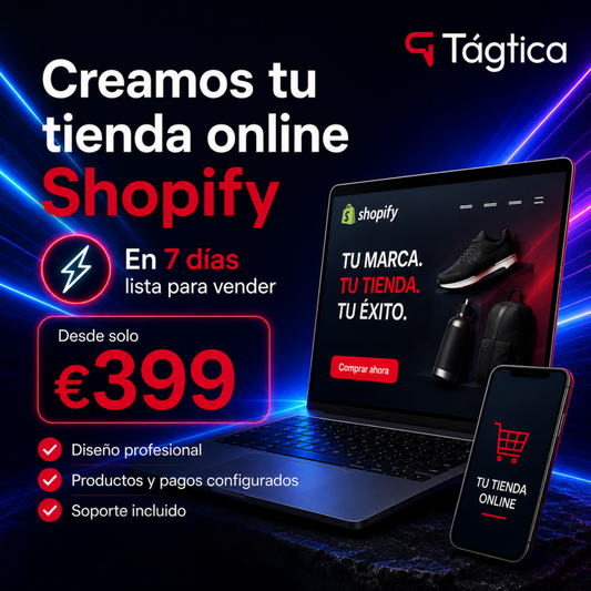 Tienda online Shopify desde 399 €: empieza a vender online en 7 días o menos